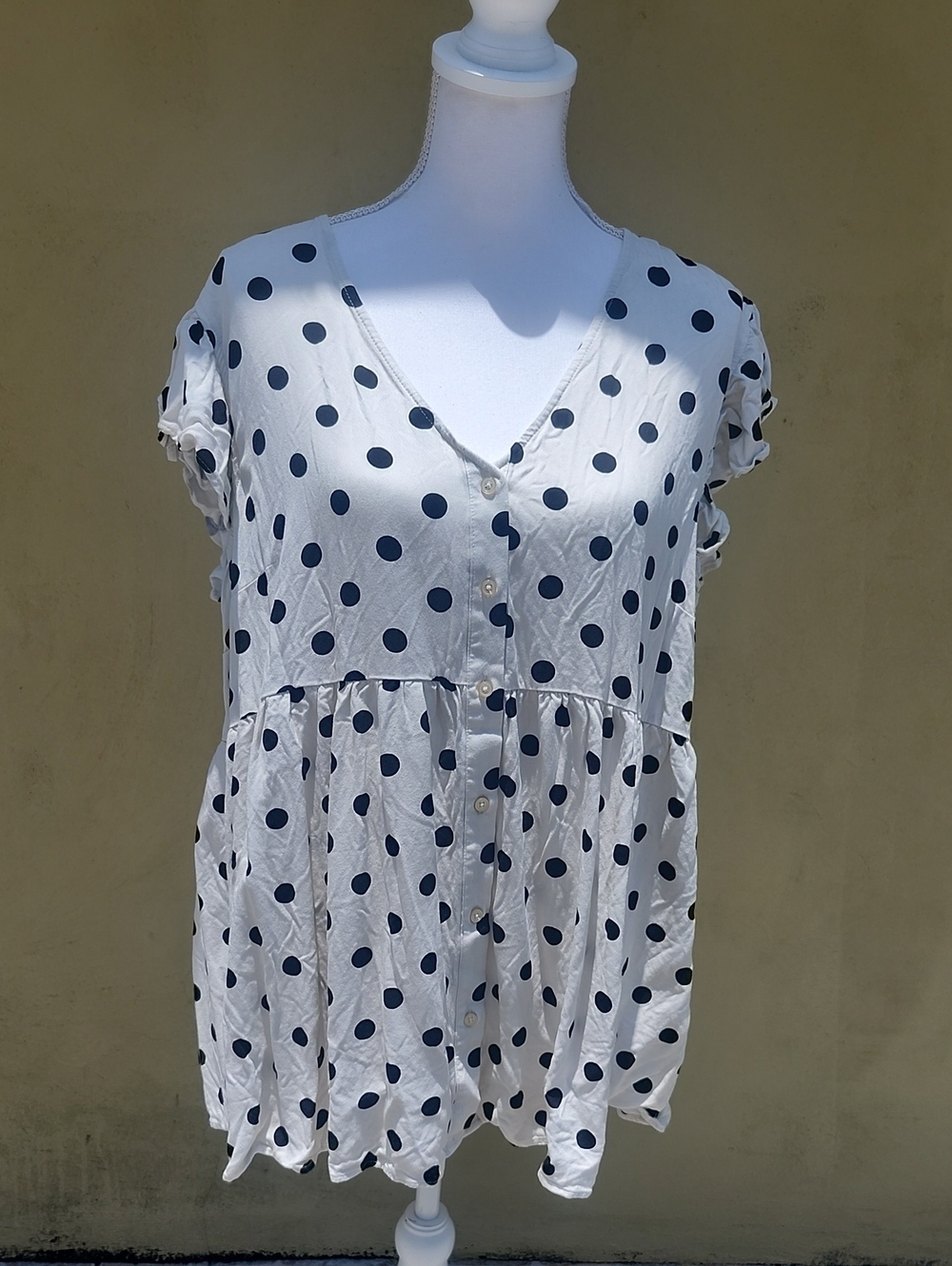 GAP Maternity Cream  Blouse with Black Polka Dots